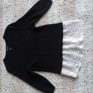 Lauren Michelle Knit Sweater with Lace Detail